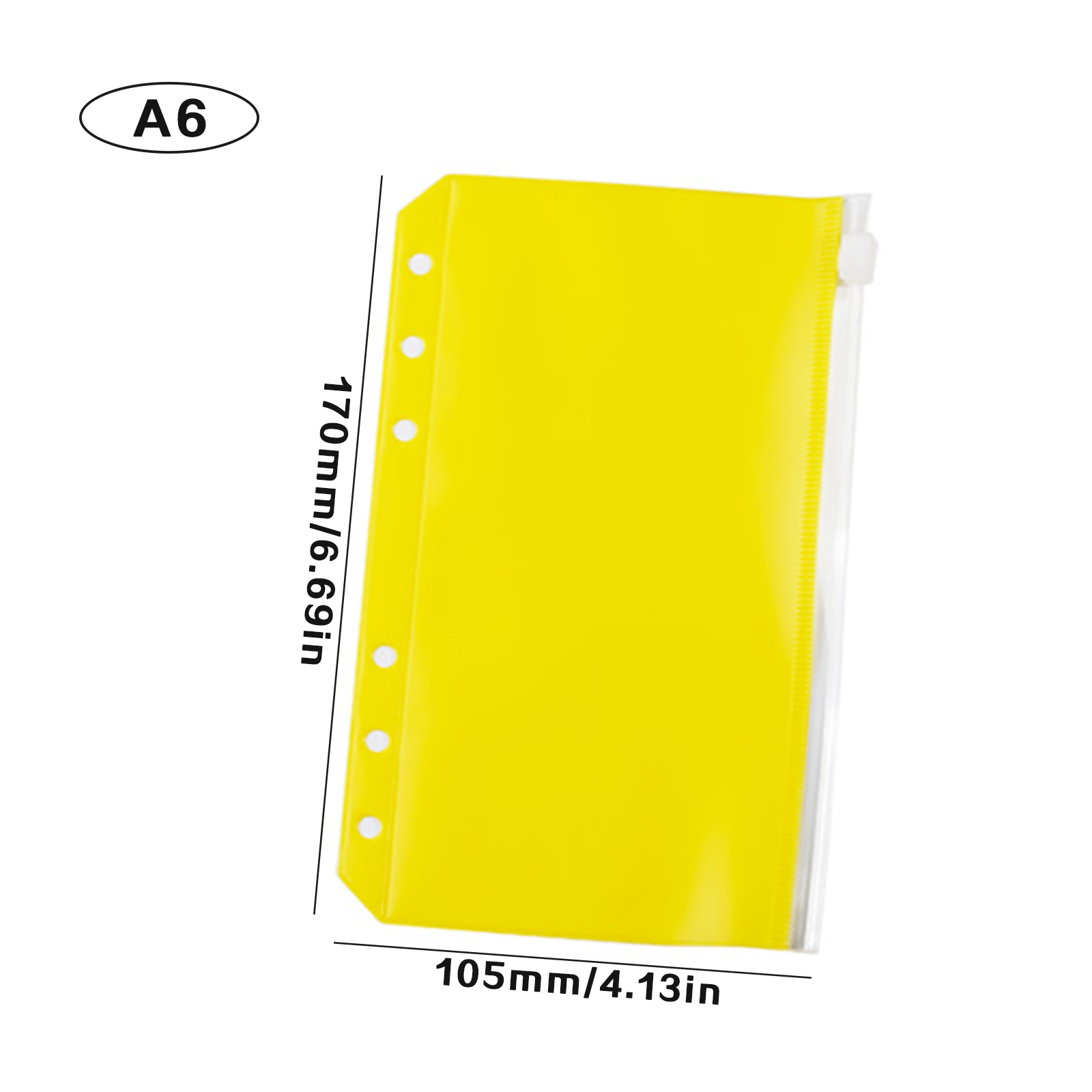 A6 PVC Budget Binder coloré 6 trous Sac à glissière en feuille de feuille Sac à fichier imperméable pour les documents de bureau accessoires