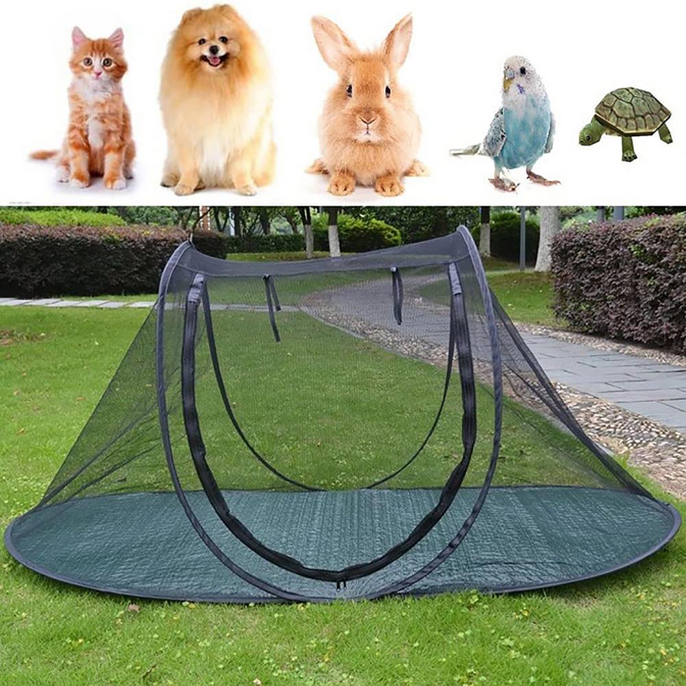 Portabel hundhusbur Pet Bug Net Tent Pet Puppy Anti-Mosqui Net Houseoutdoor Folding Cat Anti-Bug Netting Tält Kennel Staket