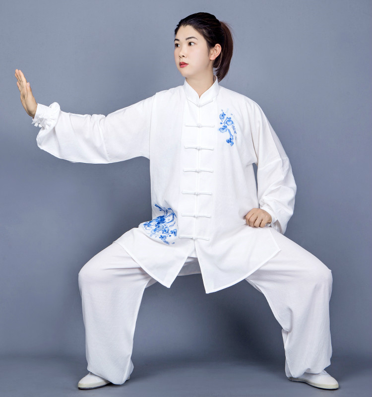 Tai Chi -uniformen Traditionele Chinese geborduurde vechtsporten Oefening Kleding Kleding Lange mouw Wingchun Suit unisex Kungfu -uniform