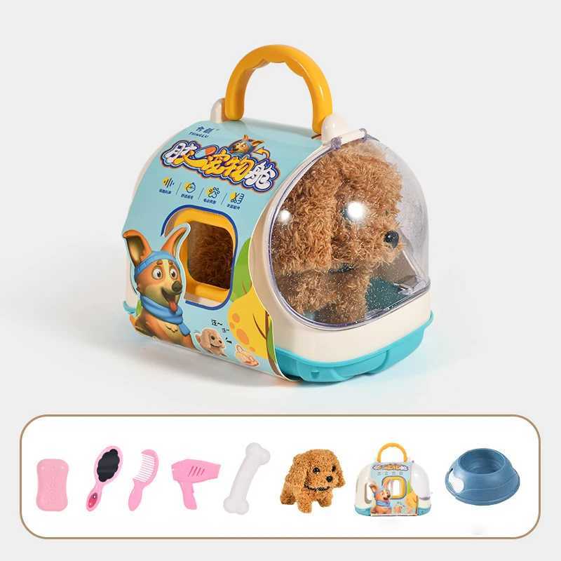 Dolls de pelúcia Novos brinquedos eletrônicos para cães de animais de estimação andando interativos cachorro luxuoso brinquedos de boneca vibração em movimento automático Presentes de cachorro elétrico j240410