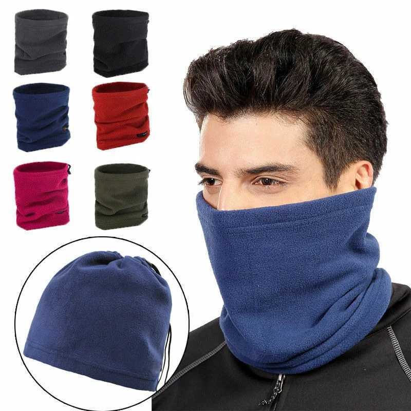 Modegesichtsmasken Hals Gaich 3 in 1 Winter Sport Thermal Polar Fleece Unisex Frauen Männer Schal Hals wärmere Gesichtsmaske Maske Beanie Hut Männer Winter warmer Tube Schal 240410