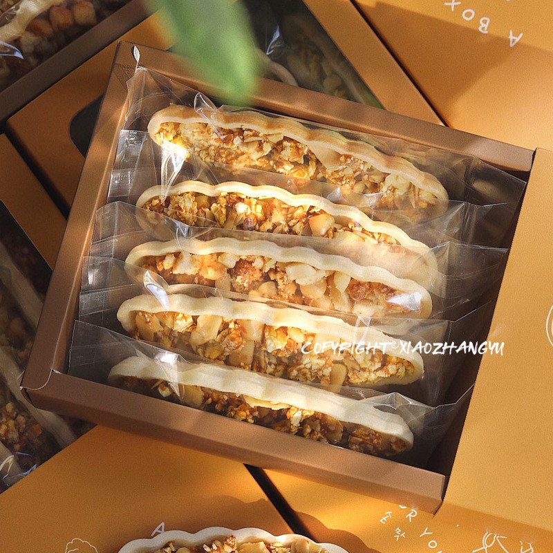 100st Caramel Almond Nut Crispy Glutinous Rice Boat Packaging Rectangular Nougat Cookies Machine tätningspåsar