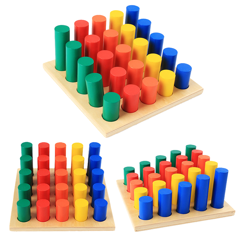 Kids Montessori Sensory Match Toy 3D Geometry Column Colonna Matching Sordining Colore Cognitive Educational Toys Aids Teachings Aids