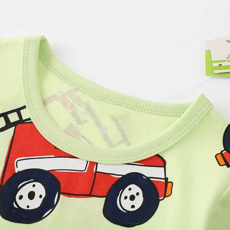 T-Shirts Saileroad 2024 Neues Sommer T-Shirt Baumwolle Kurzarm Cartoon Feuerwehrwagen T-Shirts Kinder Tee Tops Jungen Kinder Kleidung 240410