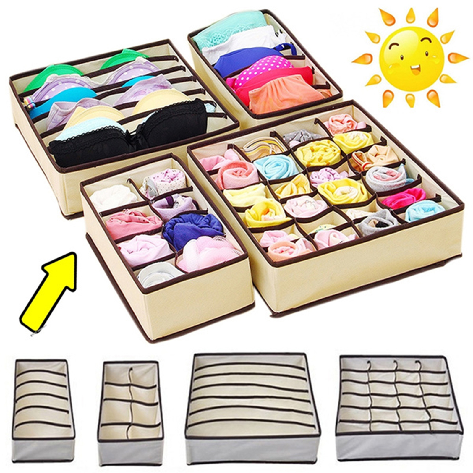 Organizzatore del reggiseno della biancheria intima Scatole di archiviazione pieghevole multi-size cassetti del cassetto di cassetti Calzini Calzini Organizzatore Home Organizzazione