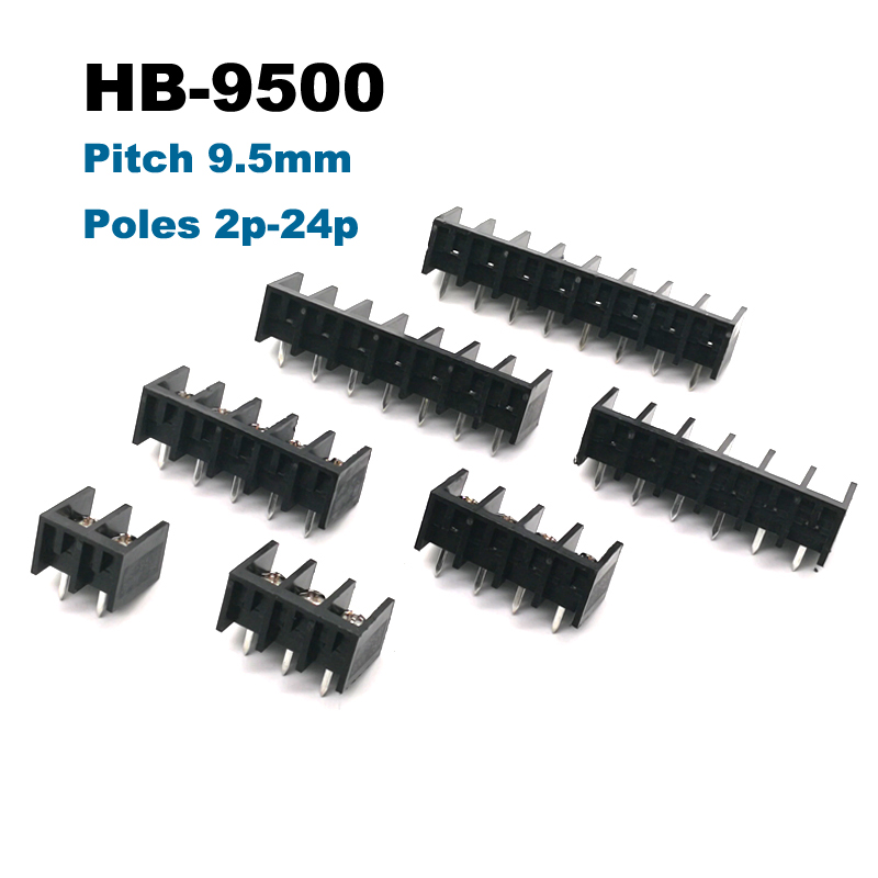 ピッチ9.5mmバリアスクリューPCB端子ブロックストレートピン2/3/4/5/6/6/7/8p Morsettiera Connector 300V 25A 14AWG 2.5mm2