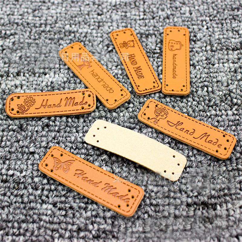 handmade leather labels/handwork tags/Manual Patchwork Labels PU Tags DIY Sewing label cloth Garment Labels/in stock
