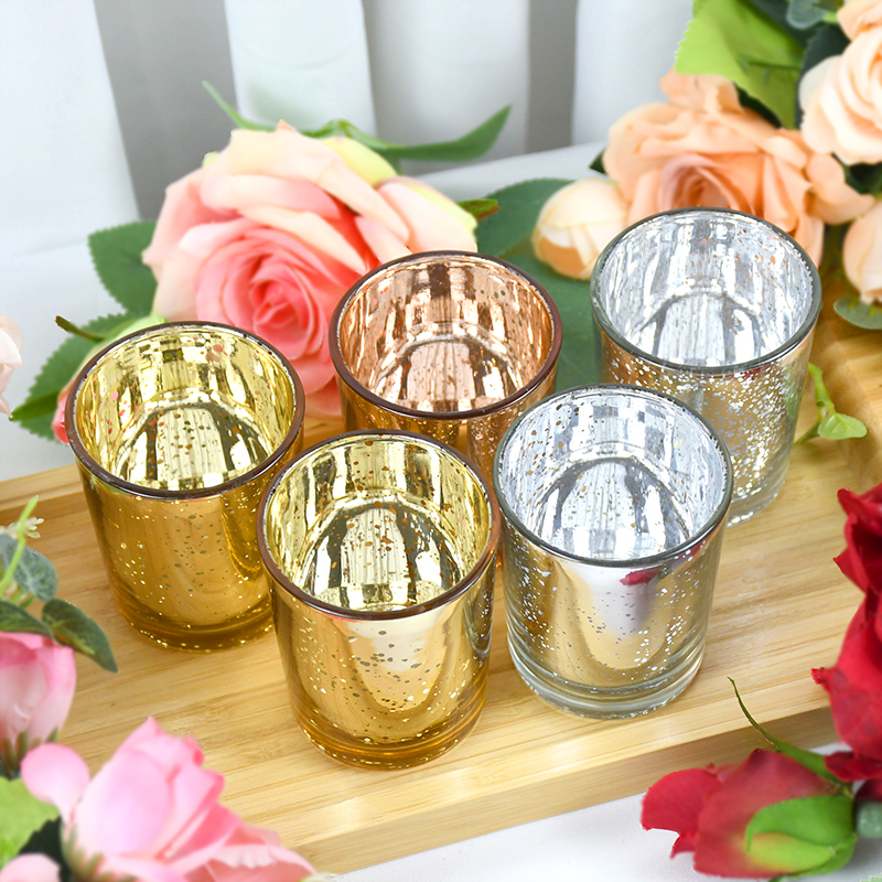 1P gouden zilveren kaarsenhouders Mercury Glass Tealight Holder Votief Candle Cup voor Home Decor Wedding Centerpieces Party Supplies