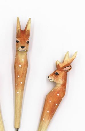 Creative Carved Wooden Animal Pen BallPoint Stationery Hand Painted Vintage Wood pens Back To School Party Favors 