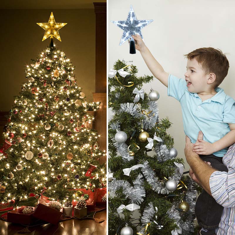 Christmas Tree Star Topper Christmas Ornament Star LED LIGNES POUR TOP TOP TOP TOP Nouvel An Home Decor Night Lampe Noel Navidad Cadeau