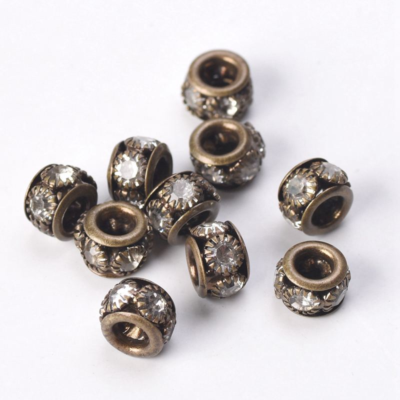 Rondelle 8mm 10mm Crystal Ball Hollow Metal Loose Spacer Beads for Jewelry Making DIY Crafts Findings