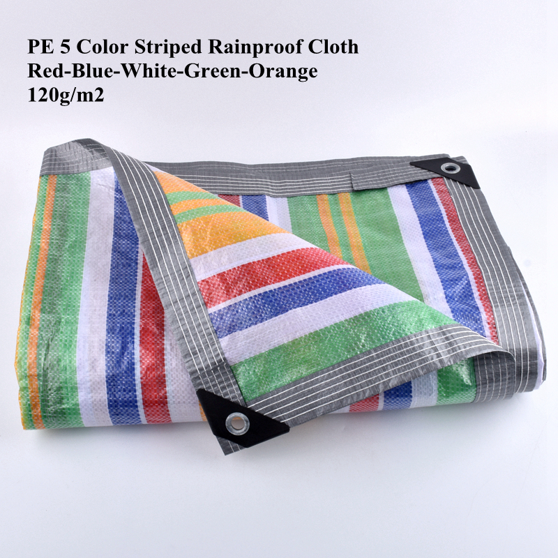 Plastic PE 5-Colors Striped Rainproof Cloth Tarpaulin Pet House Shed Shading Sail Outdoor Awning Home Windows Waterproof Cloth