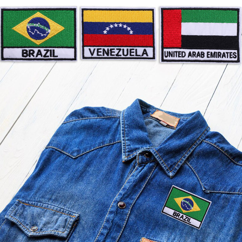 ABD İsrail Fransa Ülke Bayrağı Giysiler İçin İşlemeli Yamalar Termoadezif Yamalar Rozet Dikiş Aplike Giysileri Tişört