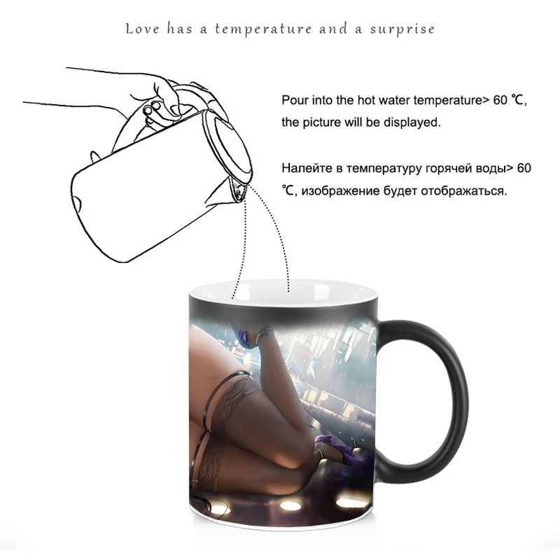 OEM-muggs kreativa halv nakna tjej missfärgning mugg bSkt-070 keramiska muggar kaffekoppar färg byte koppar anpassad kopp sublimering blanker bar 240410