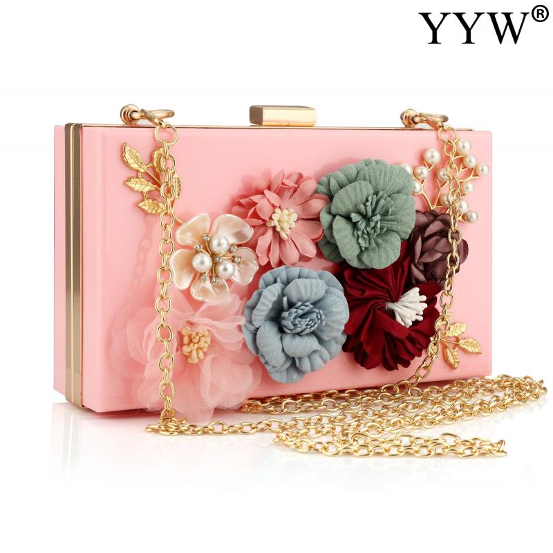 Elegante vrouwen Bloemen Acryl Koppeling Tas Avondtas Exquisite Design For Ladies Girls Party Bag Wedding Box Tas Portekoppelingen