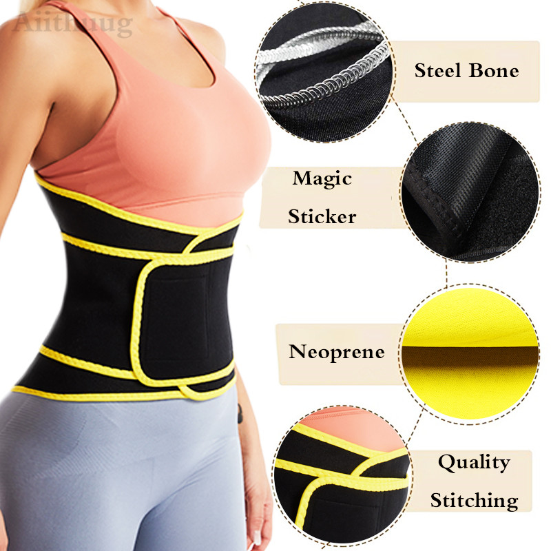 Aiithuug Neoprene Waist Training Corsets Abdominal Training Corset Sauna Sweat Waist Trainer Body Shaper Belt Hot Sweat Girdle