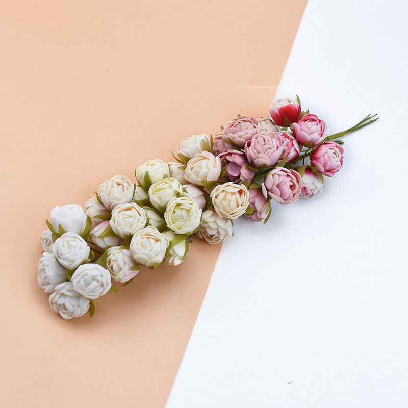 Silk Tea -Knospen Rosen Vasen für Wohnkultur Weihnachtskranz DIY Geschenke Kiste Hochzeit dekorative Blumen künstliche Blumen billig