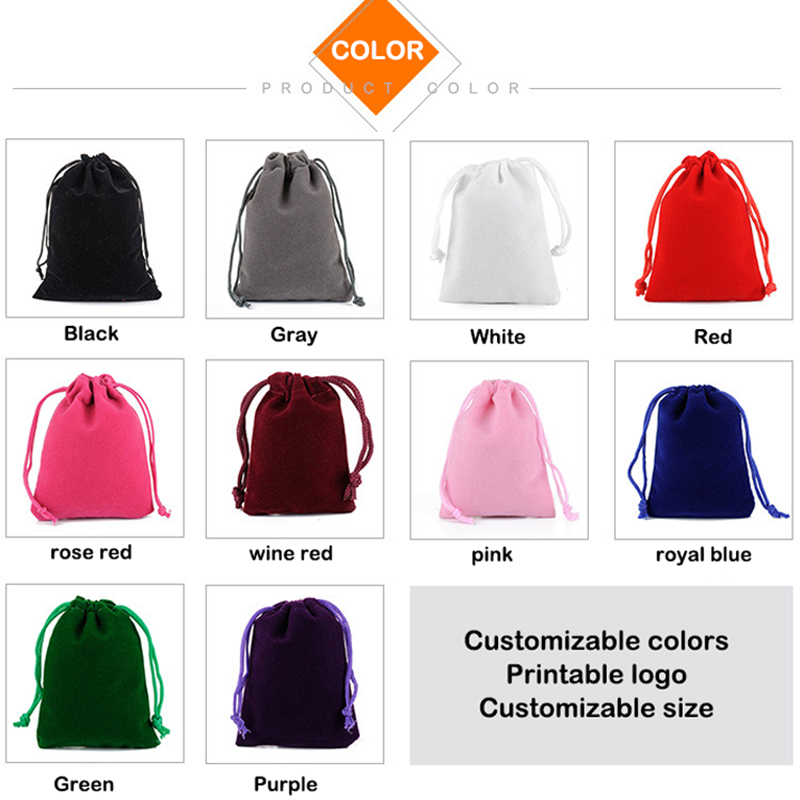 Velvet Bag Drawstring Velvet Sachet Pouches Jewelry Packaging Gift Bags Can Customize 5x7cm 7x9/8x10/9x12/10X15/15X20CM