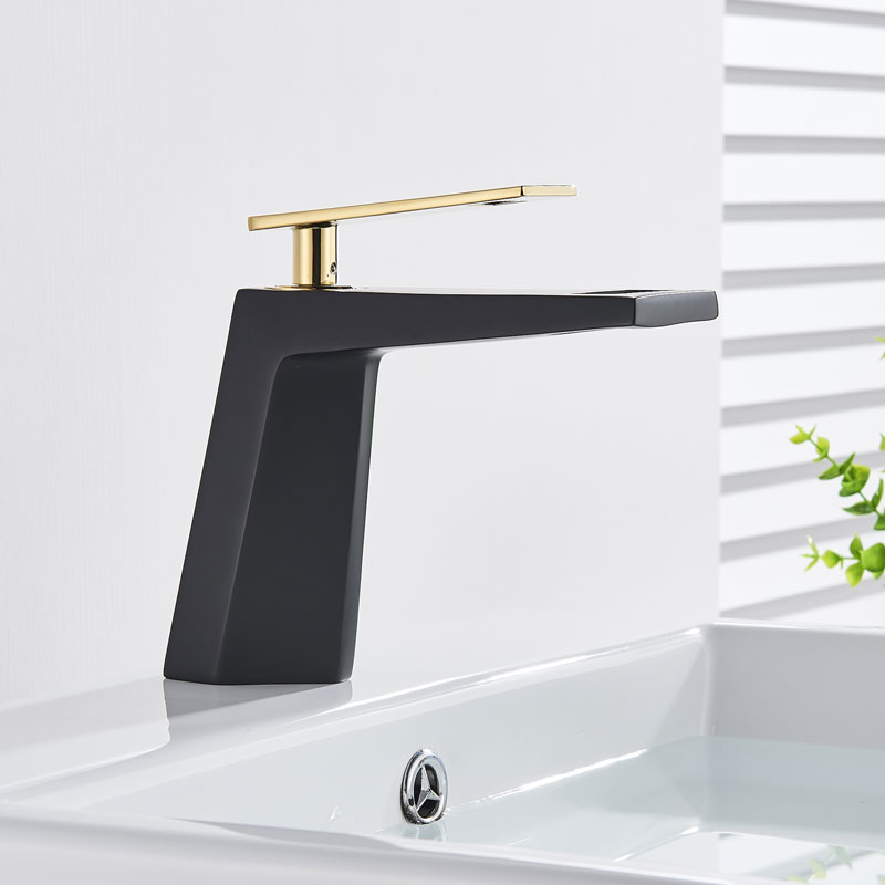 Gold Black Basin kranar Hot Cold Mixer Tap Waterfall Badrumskranar Hollow Design Enkel handtag Switch Modern Model