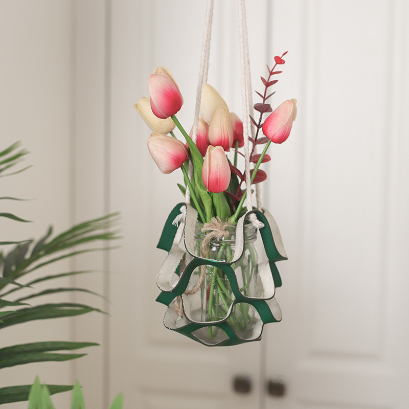 Pu Leather Plant Hanger Hanging Planter Flower Pot Holder Elegant Home Decor för inomhusväxter Kaktus Succulent Home Balcony