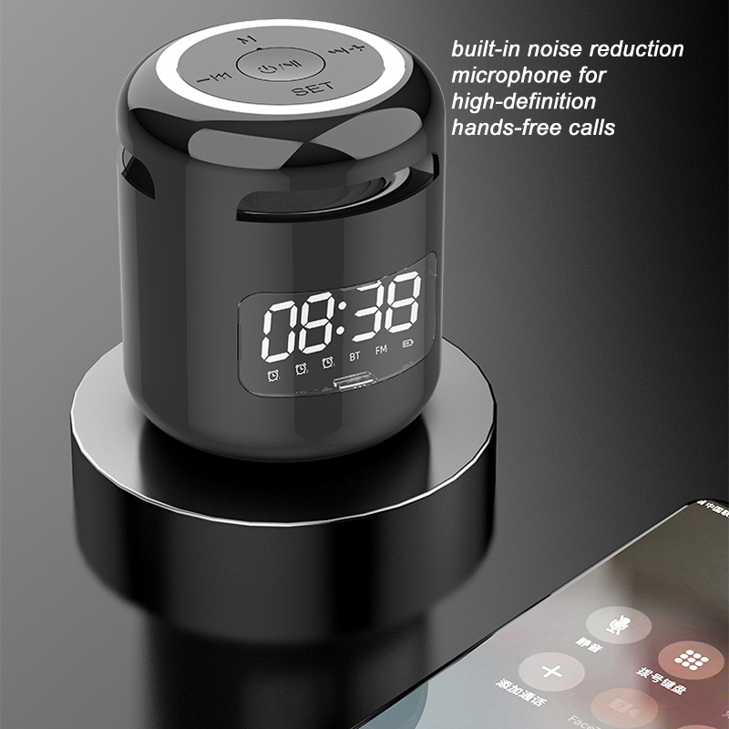 ساعات إنذار الجدول الإلكترونية مع مكبر صوت Bluetooth FM Radio Portable Mini Mini Light Light Digital Desk Office Home Office
