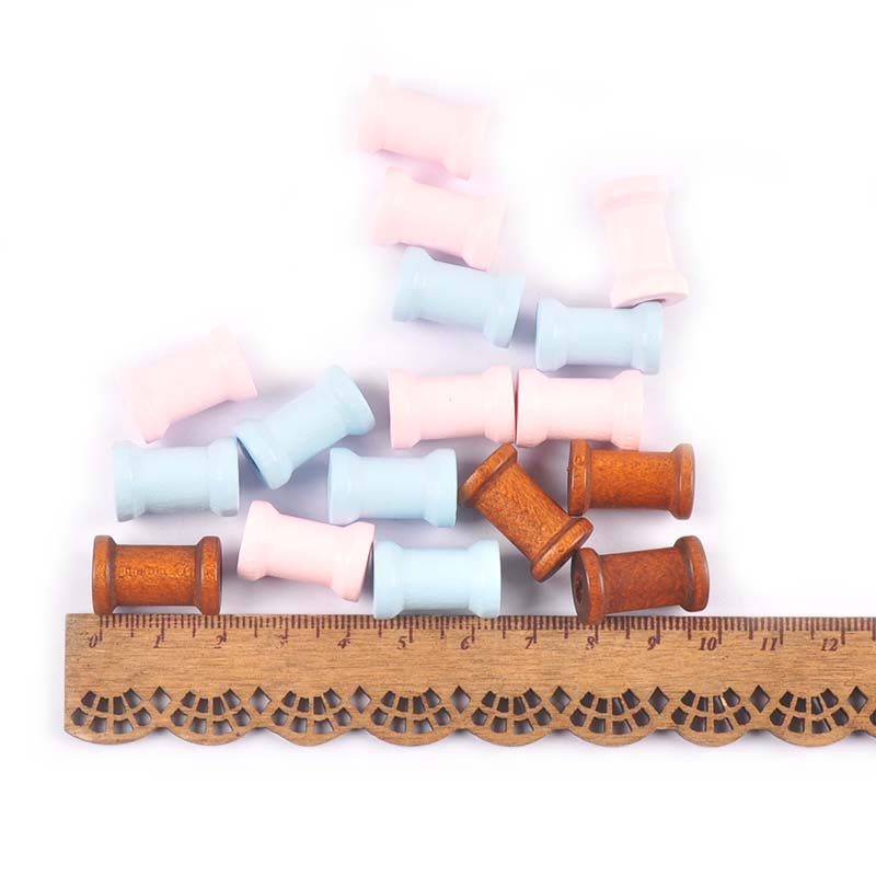 30 шт. Розовые/синие/коричневые деревянные штучки катушки катушки винтажные организаторы для шитья лент