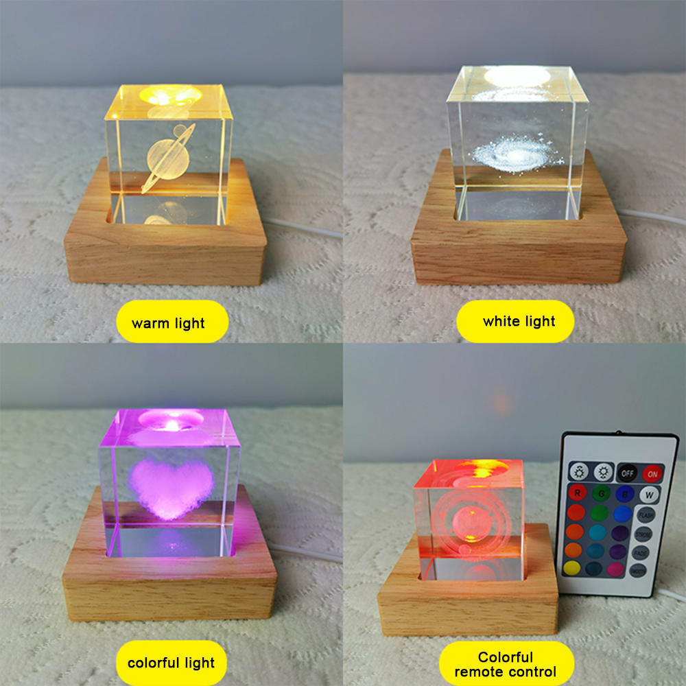 Ahşap Işık Taban USB Şarj Edilebilir Uzaktan Kumanda Ahşap Renkli LED Işık Taban Ekran Stand Lamba Tutucu Reçine Sanat Ev Dekor