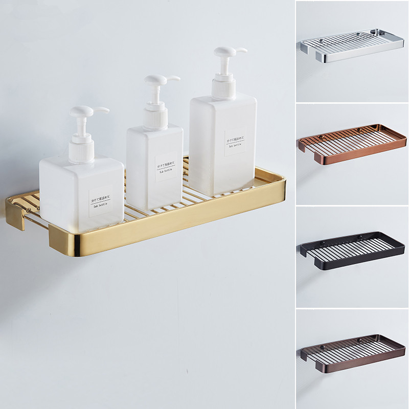 Bathroom Shelves Wall Mounted Bathroom Shower Rack Brass Shower Caddy Rack Shower Storage Rack Bathroom Accessories Rose Gold