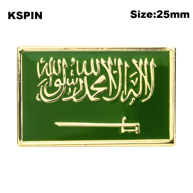 Flag da Arábia Saudita Bandeira Broche Bandeira Nacional Pin Pin International Travel Pins Coleções