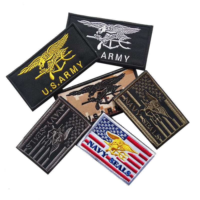 USA American Flag US Navy Patch Tactical Emblemphleckes Seals Team Team Bookloop刺繍パッチ