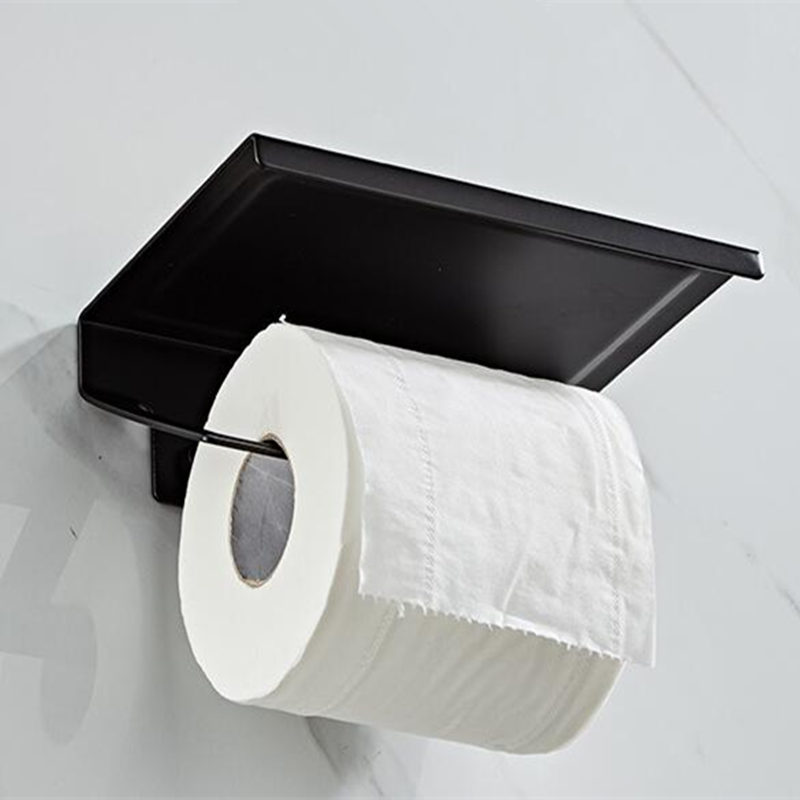 Free Punch Aluminum Alloy Tissue Holder Toilet Paper Holder Mobile Phone Bathroom Paper Roll Rack Wall Mount Product ZJM9228