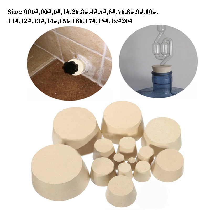 1/5/000#-20# Assorted Sizes Solid Rubber Stopper Plug Wine Bottle Flask Tapered Tube Solid Lab Push-In Sealing