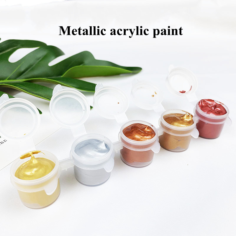 Metallic acrylverf 5 ml*5 kleur waterdicht en niet-fading gips sculptuur kleurplaten diy handgeschilderde graffiti verf