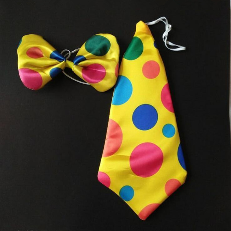 Adult Boy Girls Funny Polka Dot Bowtie Clown Tie Necktie Bow Headband Top Hat Party Gift Masquerade Carnival Mardi Gras Props