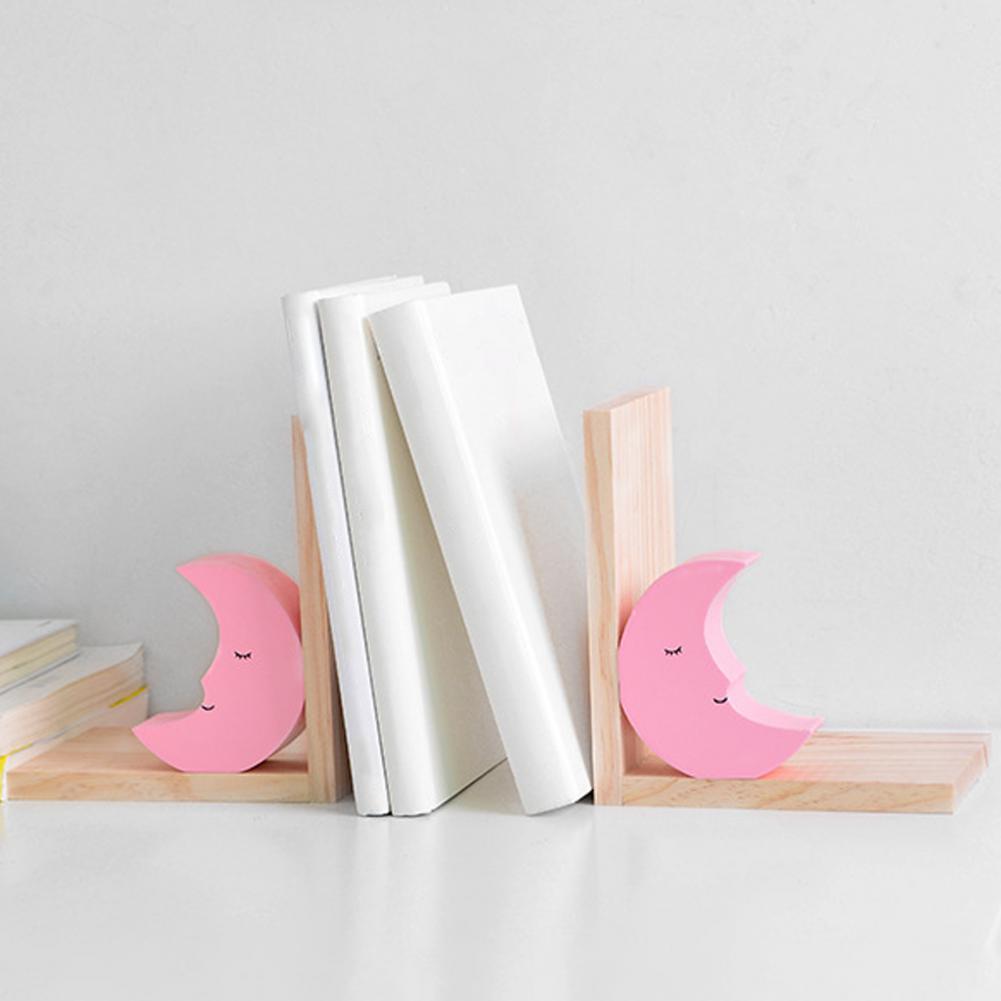 Bookends Book Storage Space-Saving Wood Desk Decor Praktisk bokhylla för skolhylla Bokförvaringsställ