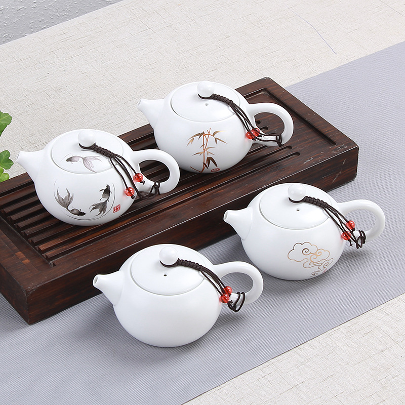 Ding Kiln White Matte Ceramic Tea Pot, théière Kung Fu, Témonie de thé PUER TEAPOT HABINES