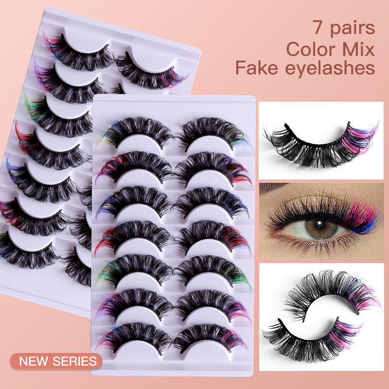 LD curl Multilayer Russia curl MIX Set Colored stage eyelashes Faux mink hair False eyelashes extentions