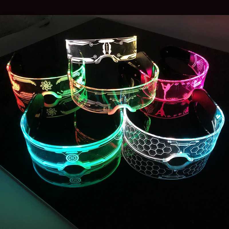 LED Rave Toy Trendy Luminous Led Light Up Sonnenbrille Fashion Cyberpunk Neon Party Brille für Nachtclub DJ Dance Bar Concert 240410