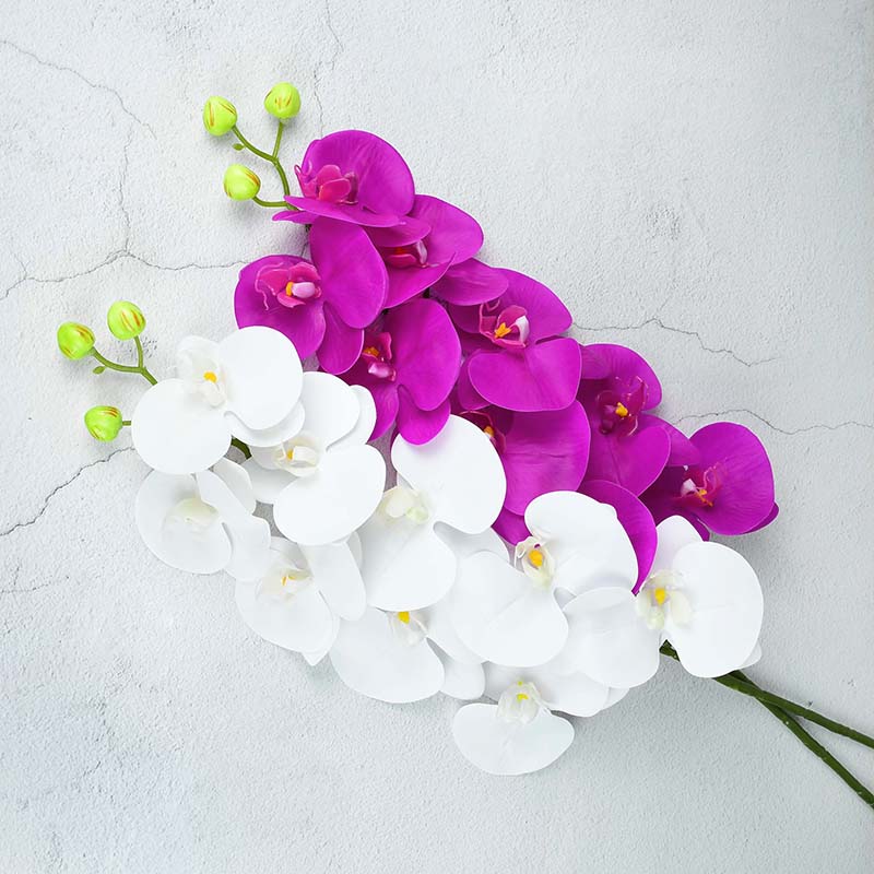 9heads 100cm Artificiel Orchid Flowers Butterfly Phalaenopsis Real Touch Orchid Wedding Festival Home Free Flower Decoration