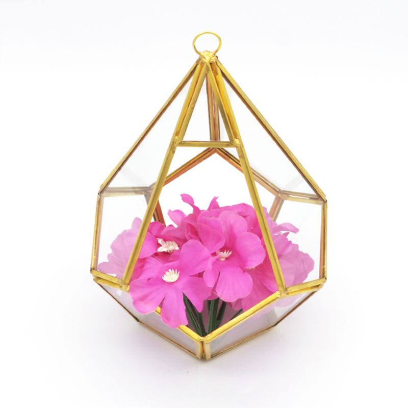 Rustic Free-standing Hanging Metal Racks Five-sided Rhombus Aerial Plant Holder