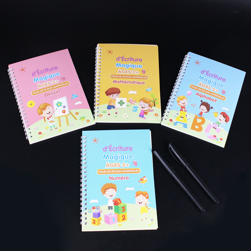 Reusable Magic Copy Books Learning to Write French Alphabet For Kids Word Children Groove Book Calligraphic Practice Toys