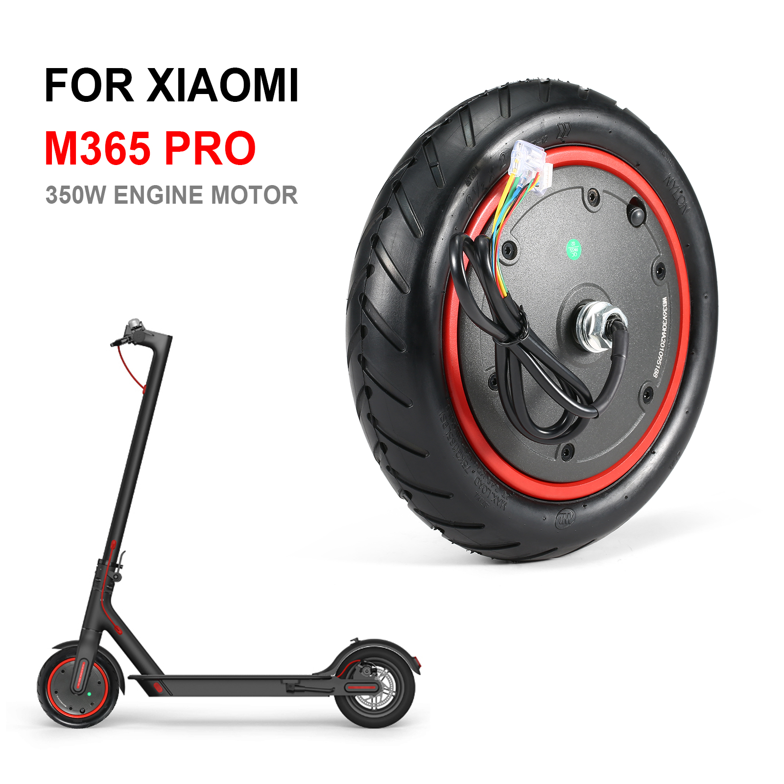 350W Motor Motor Substituição para Xiaomi M365 Pro Electric Scooter Wheel Scooter Acessórios Substituição de rodas de acionamento