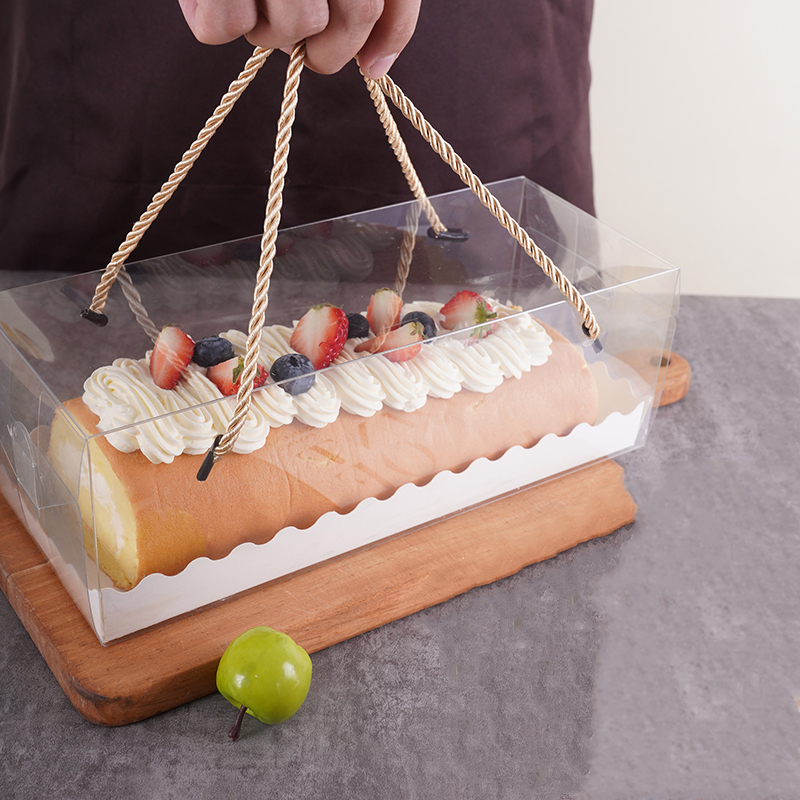 ハンドルカップケーキスイスと透明なプラスチックポータブルペットパッキングギフトボックスロング、付きLBSISIライフ透明なケーキボックス