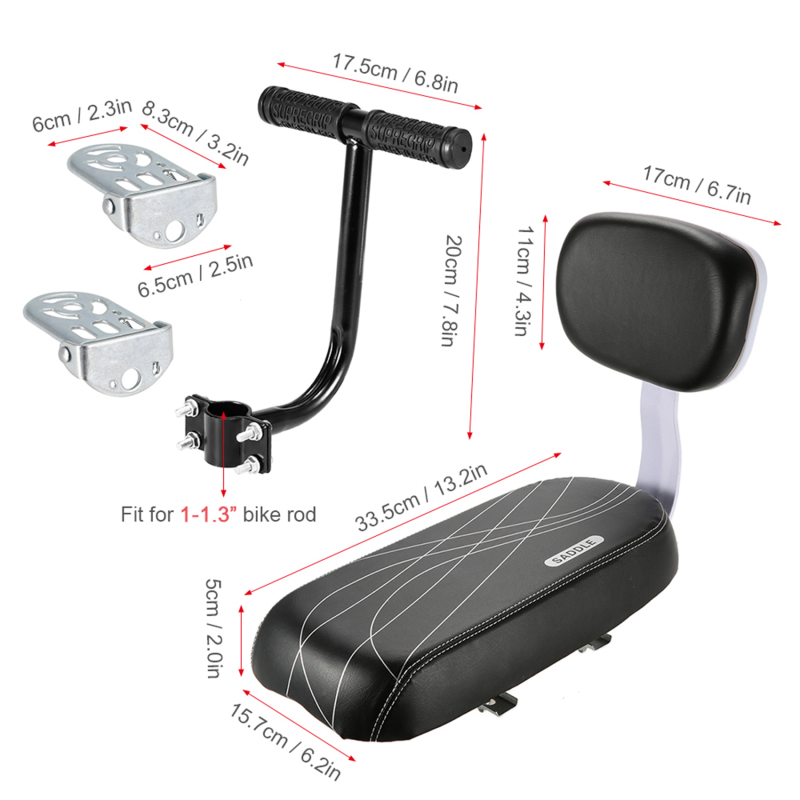 Cycle Accessoires Pièces du vélo de vélo de siège arrière selle du vélo de vélo avec dos repos avec handle repose-pied pédale de repose-pied Nouveau