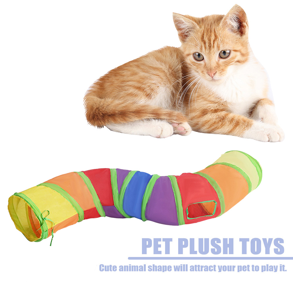 Rainbow Cat Tunnel Pet Tube Invouwbaar speelgoed speelgoed binnen speelgoed voor buitenspeelgoed voor puzzeloefening verbergen training training met bal