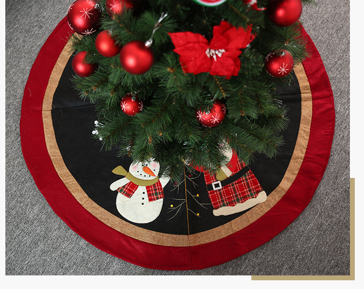 Tapis de jupe d'arbre de Noël noir tabliers mat