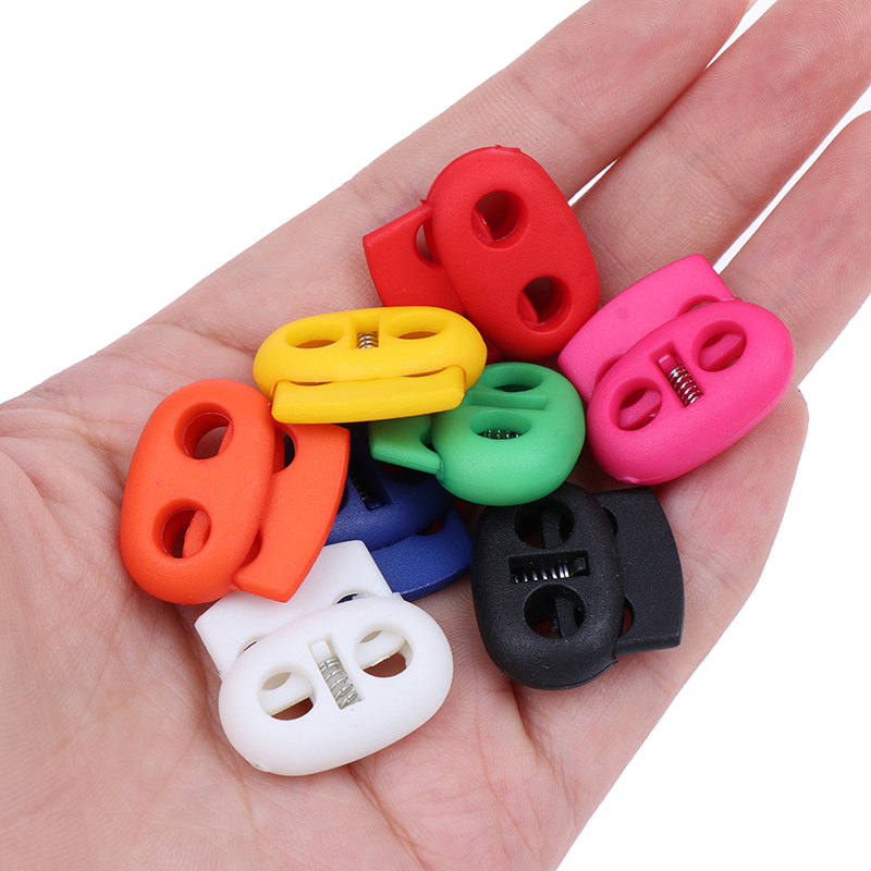 20stColorful Bean Toggle Clip 5mm Hole Plastic Stopper Cord Lock Apparel Shoelace Sportkläder Tillbehör