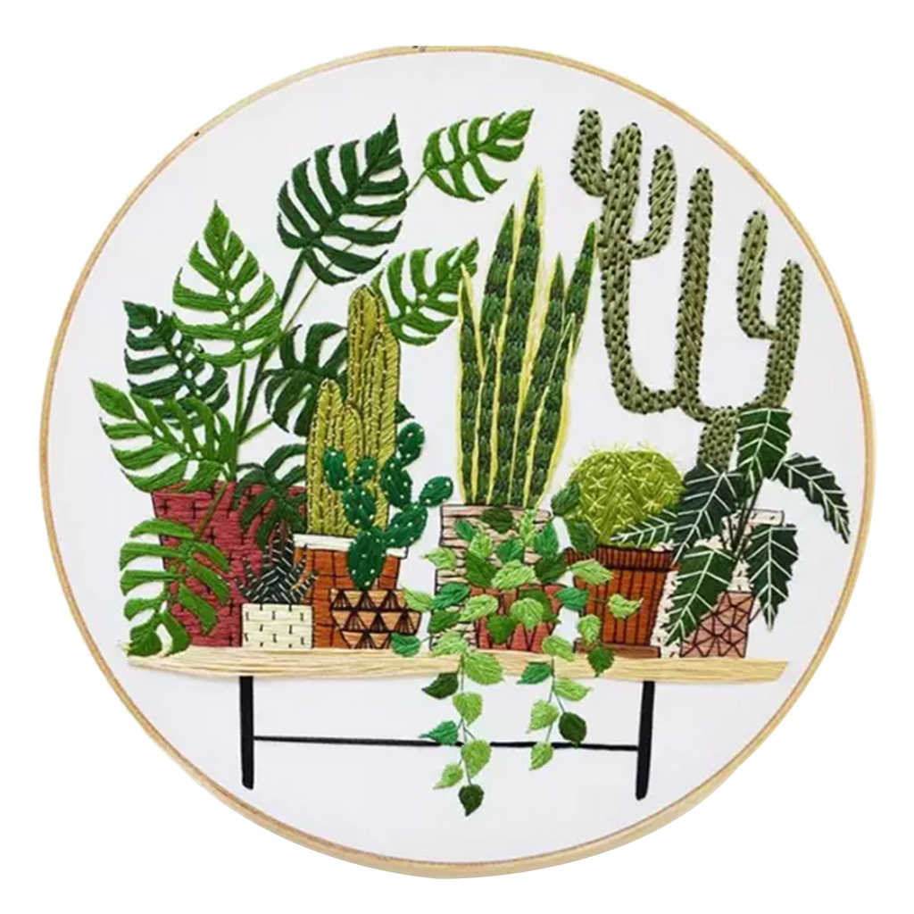 Borduurwerkstartkits Pot Plant Cross Stitch Kit Diy Wall hangt thuisdecoratie