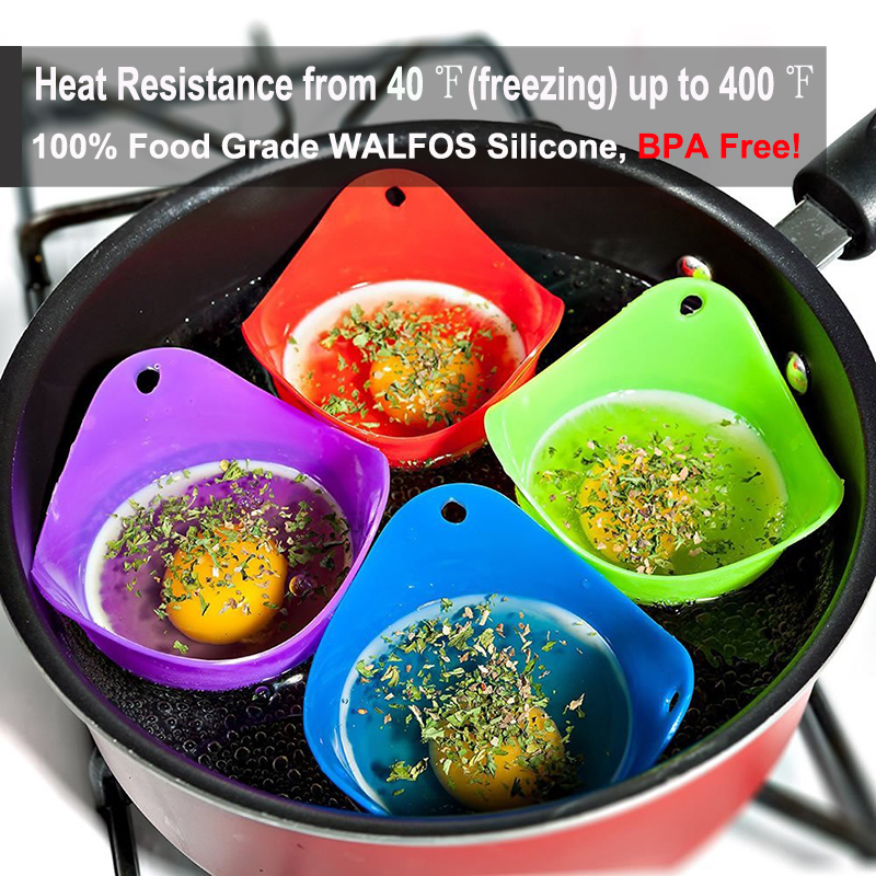 WALFOS FOOD GRADE Flexibe Silicone Egg Poacher Cook Poach Pods Kitchen Tool Baking Poached Cup Egg Kitchen Cooking Tools