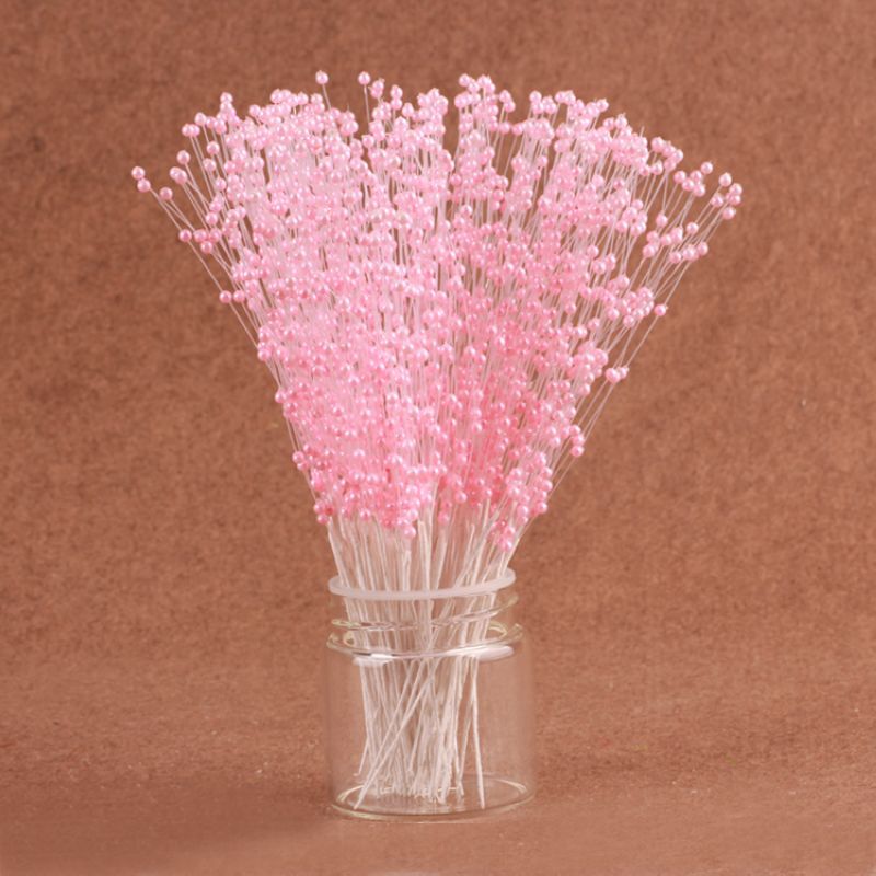 10/50 stcs Bunch String Pearl Sticks Bruidaal Bouquets White kralen Handgemaakte bloemsteel Steel kralen bruiloft Party Decor Kerstcadeau